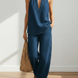 Two-piece denim coordinated set