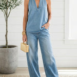 Two-piece denim coordinated set