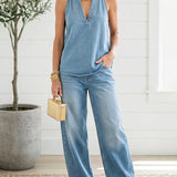 Two-piece denim coordinated set