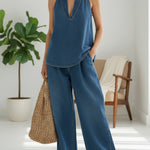 Two-piece denim coordinated set