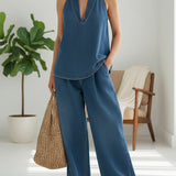 Two-piece denim coordinated set
