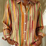 Vintage multicolour striped button-up blouse