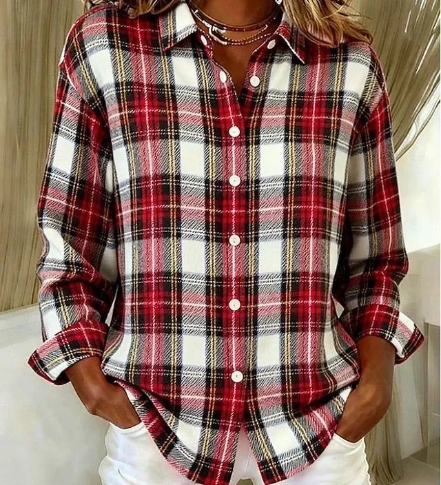Vintage heritage plaid button-front blouse