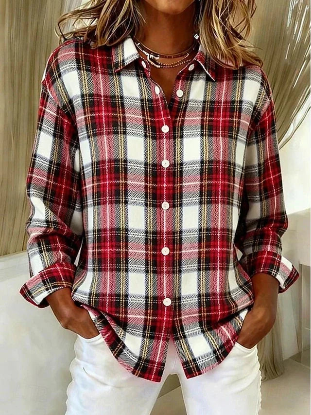 Vintage heritage plaid button-front blouse
