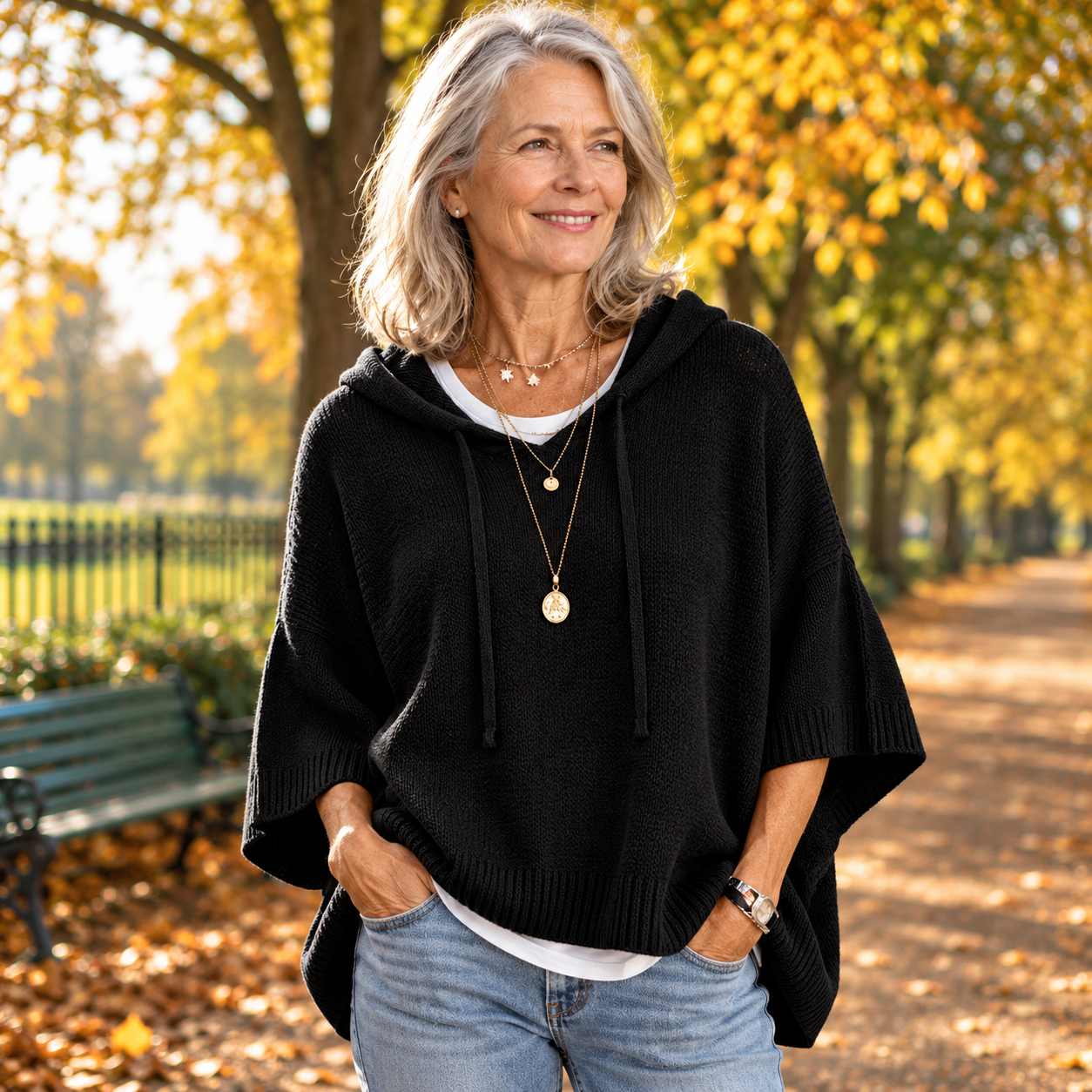 Sophie - Black Poncho Jumper