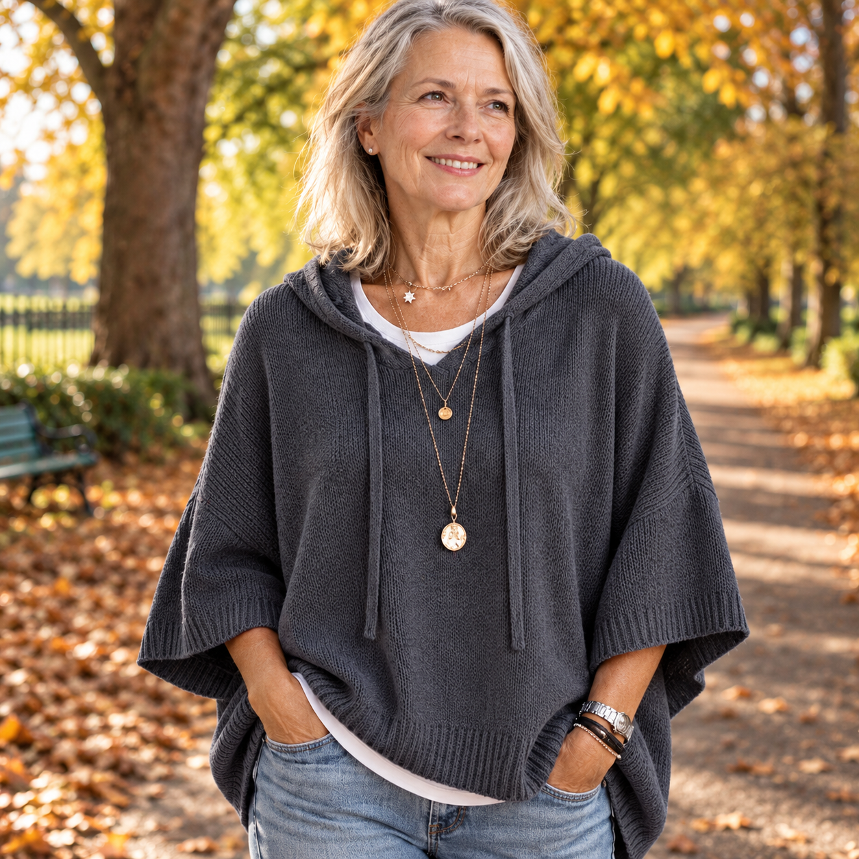 Camille - Charcoal Poncho Jumper