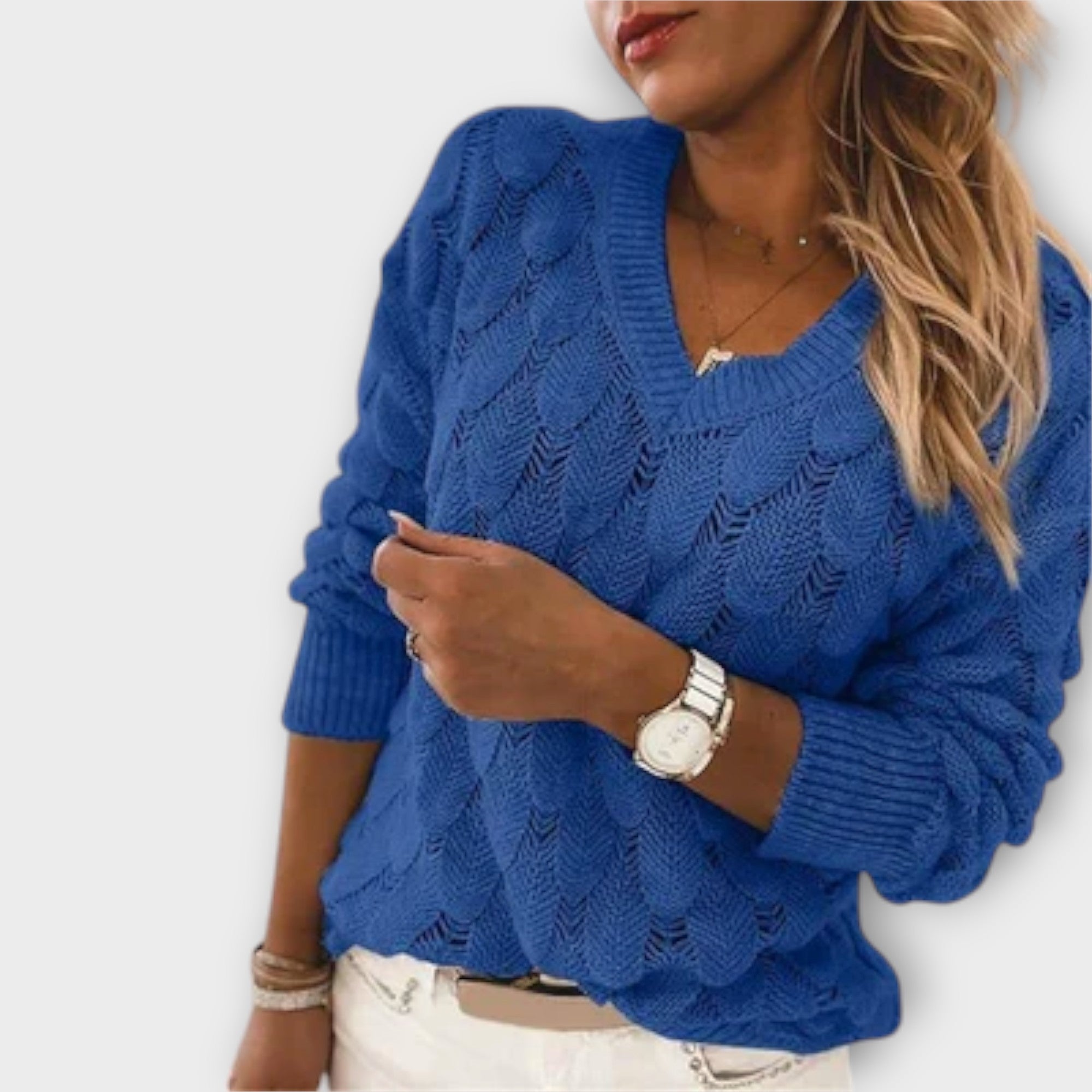Pointelle-V Jumper by Eleanor Vale
