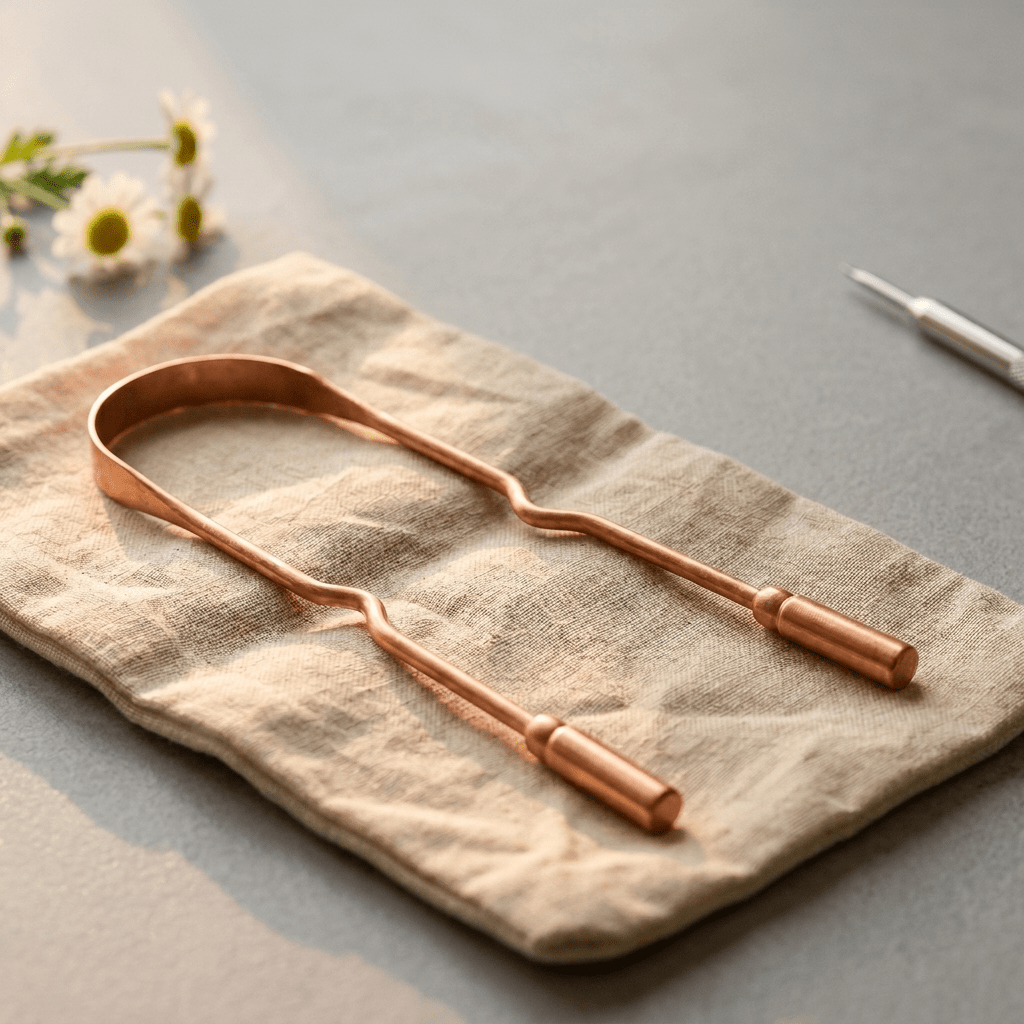 Pure copper tongue scraper