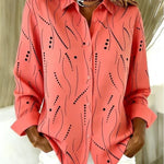 Coral wave and dot print blouse