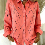 Coral wave and dot print blouse