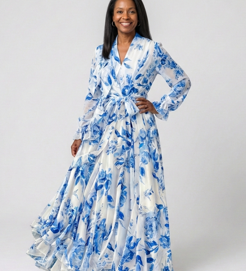 Crimson-Wrap Maxi Dress by Eleanor Vale