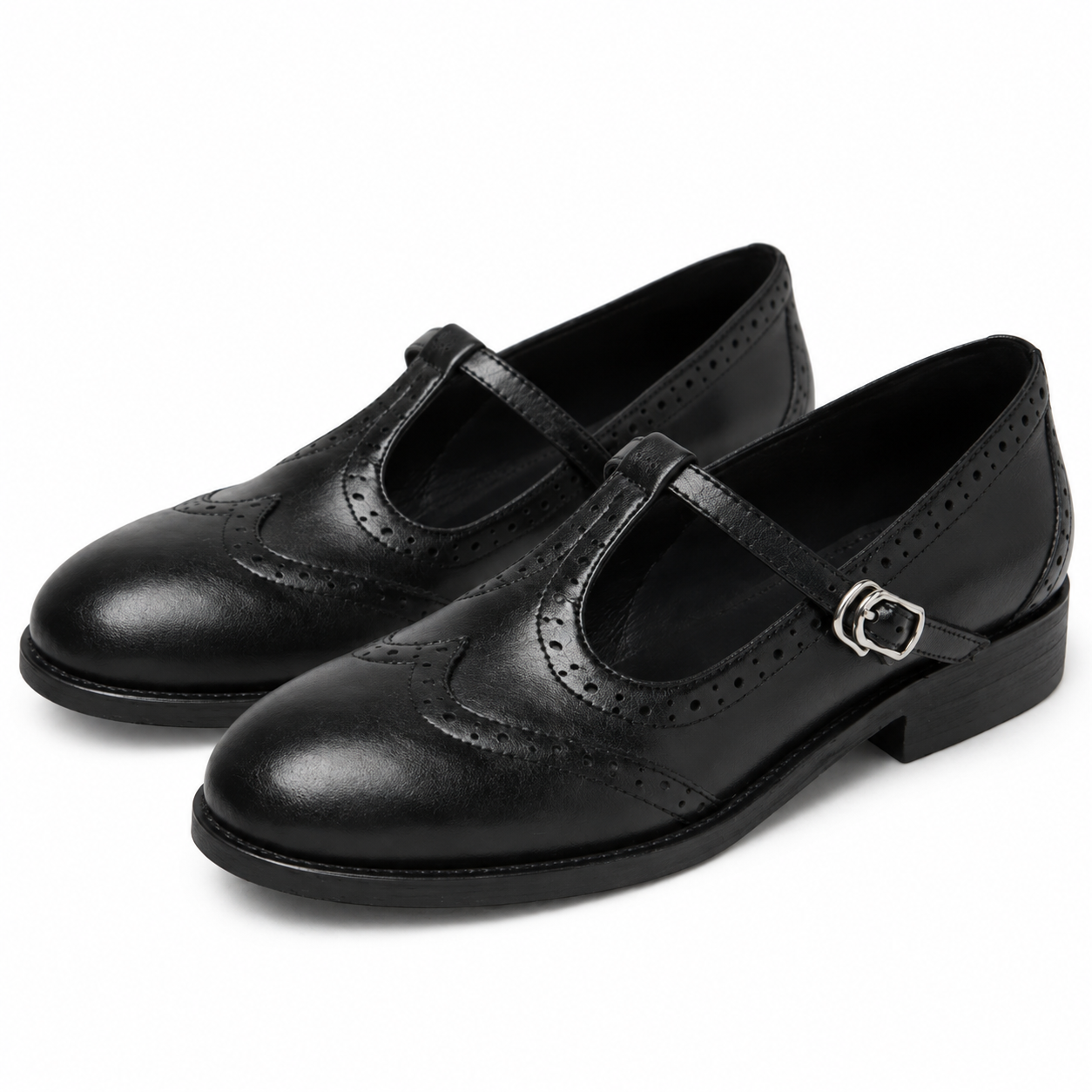 Irene - Perforated T-Strap Mary Janes