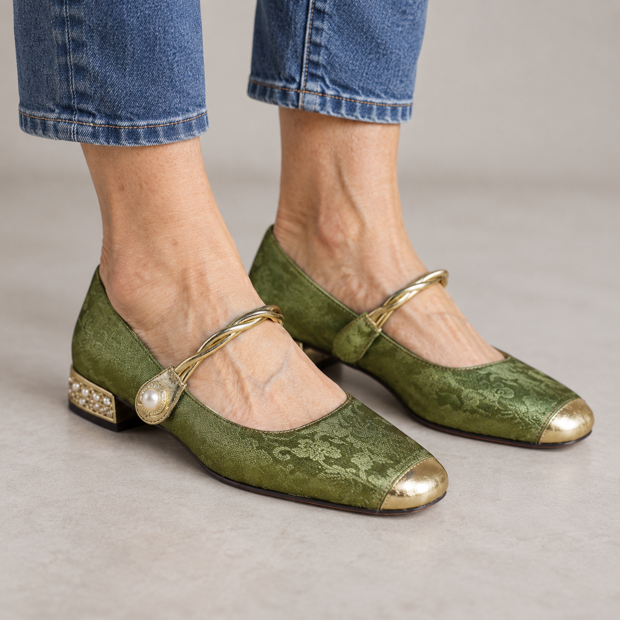 Madalena - Jewel-Trim Cord-Strap Mary Janes
