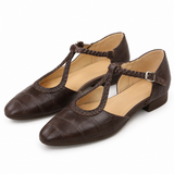 Helena - Braided T-Strap Flats
