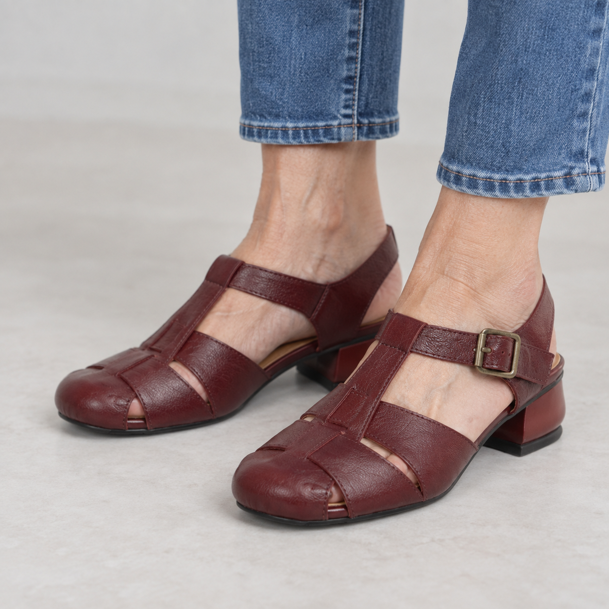 Amelia - Woven T-Strap Sandals