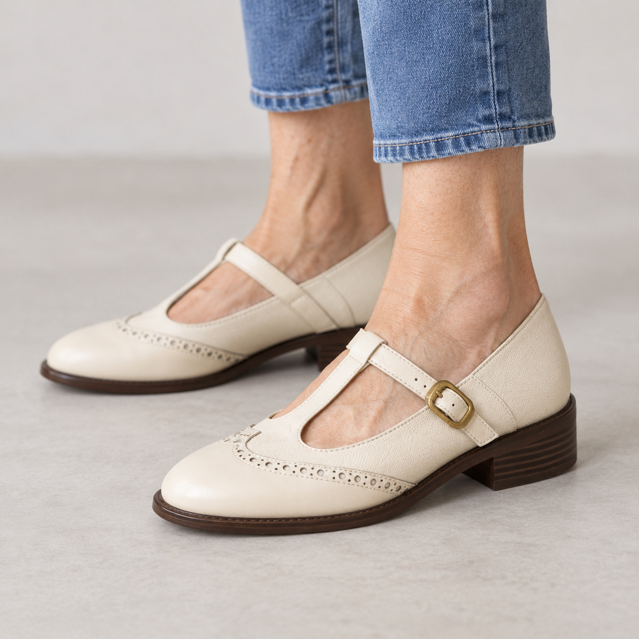 Gabriela - Brogue T-Strap Mary Janes
