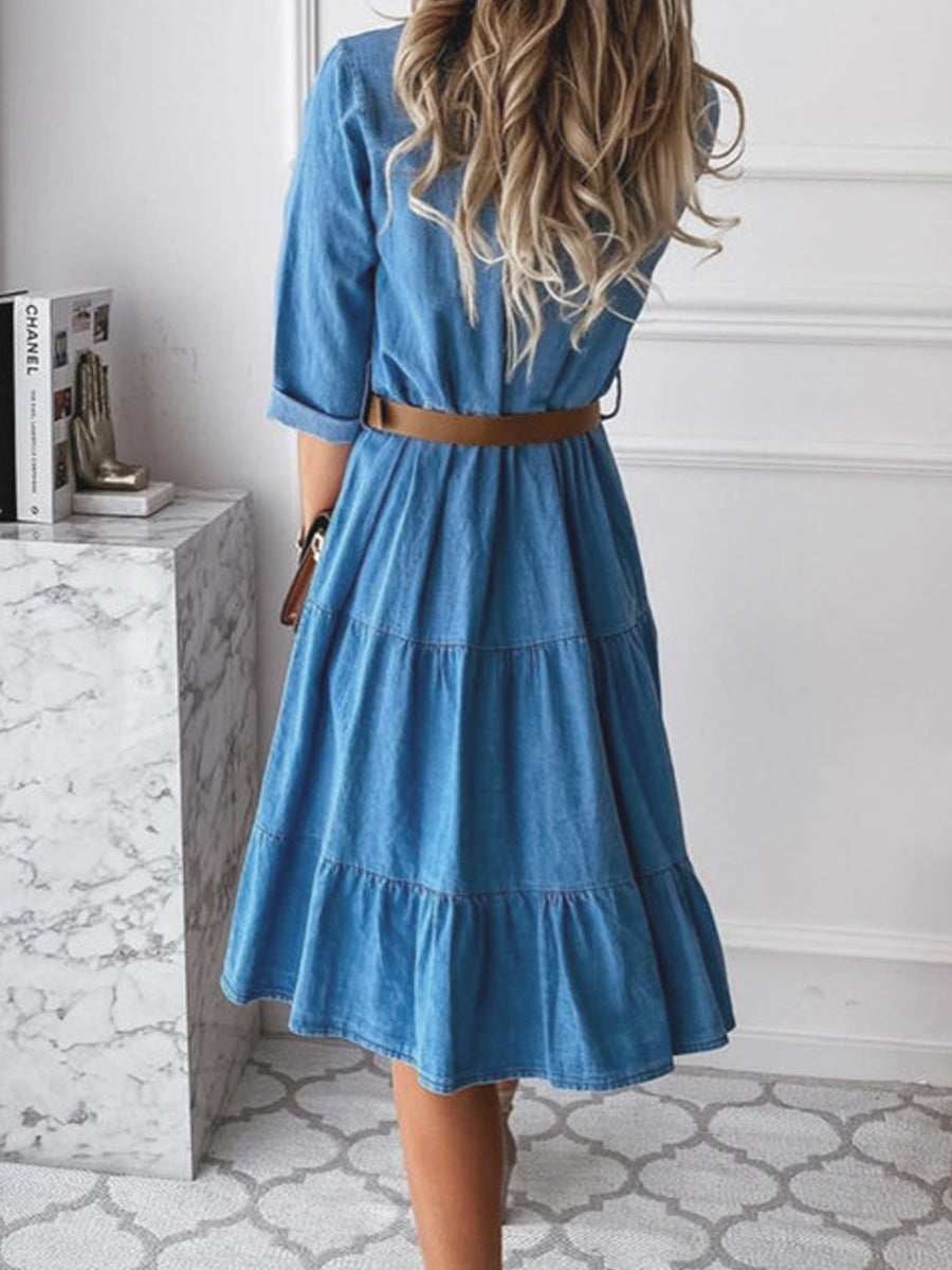 Relaxed-fit denim midi dress