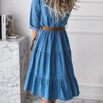 Relaxed-fit denim midi dress