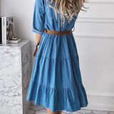 Relaxed-fit denim midi dress