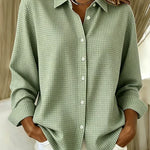 Gingham print button-front blouse