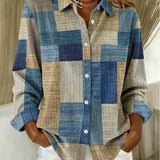 Vintage patchwork print button-front blouse
