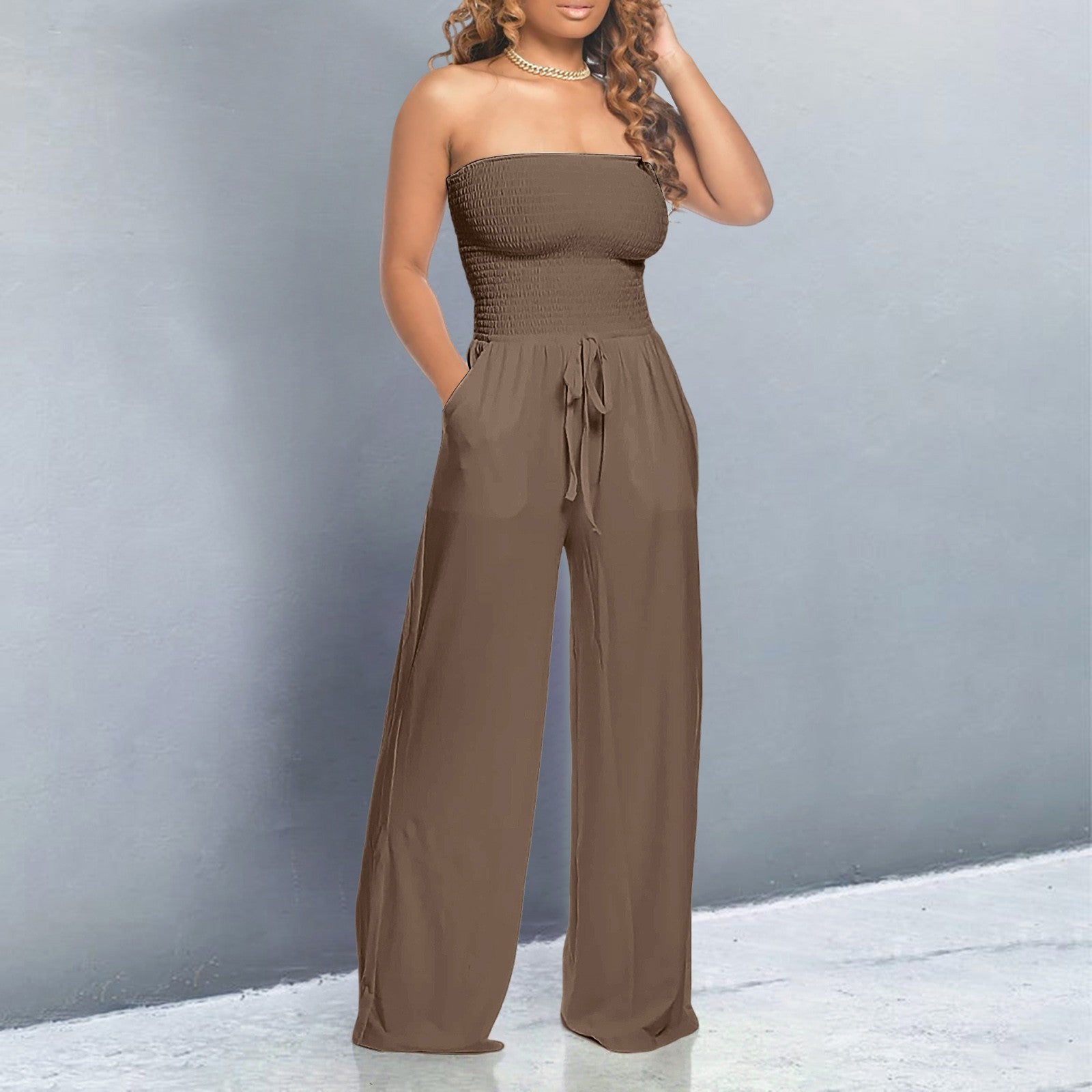 Drawstring Wide-Leg Jumpsuit by Eleanor Vale