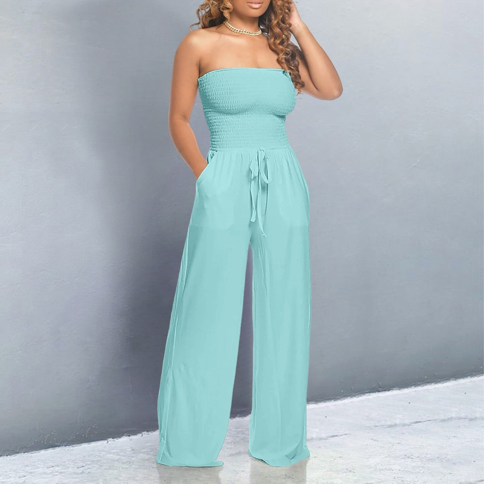 Drawstring Wide-Leg Jumpsuit by Eleanor Vale