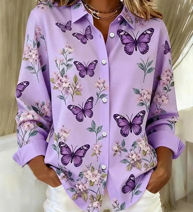 Butterfly and floral print blouse