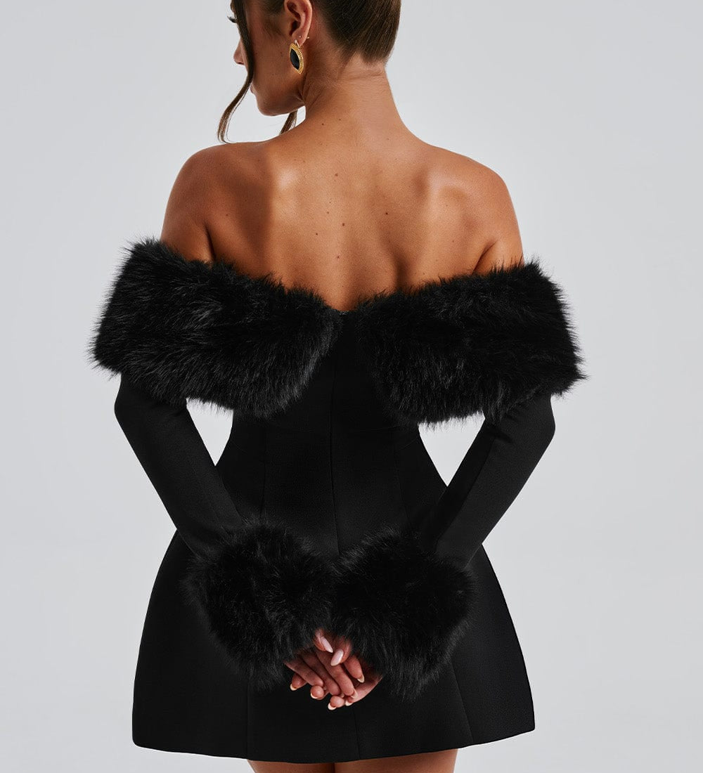 Faux-Fur Trim Dress by Eleanor Vale