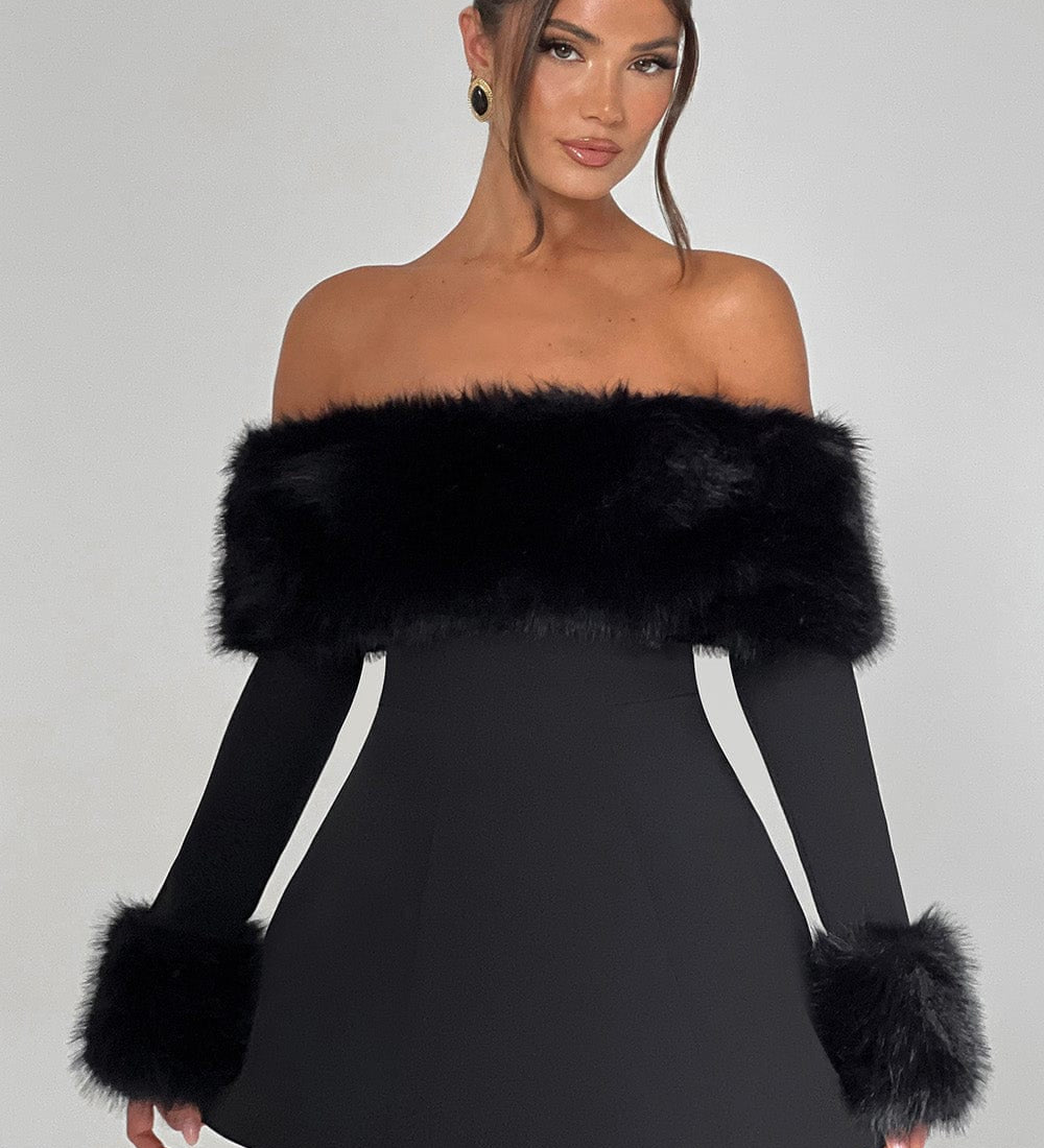 Faux-Fur Trim Dress by Eleanor Vale
