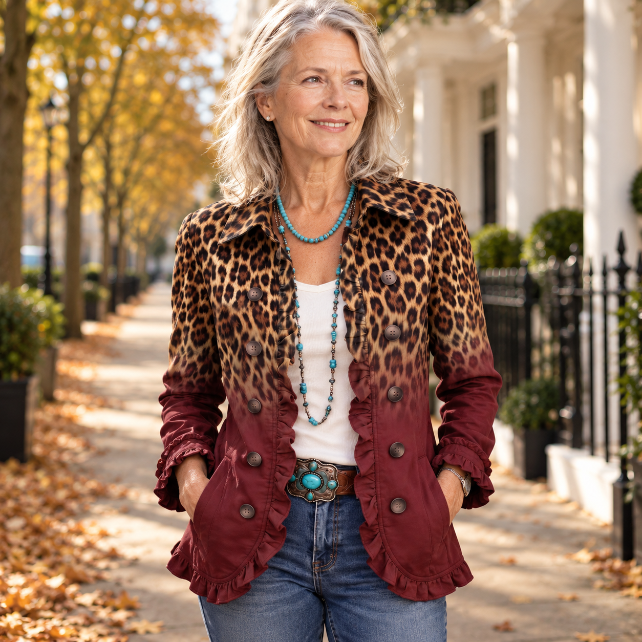 Elspeth - Turquoise-Ombre Blazer - Wine