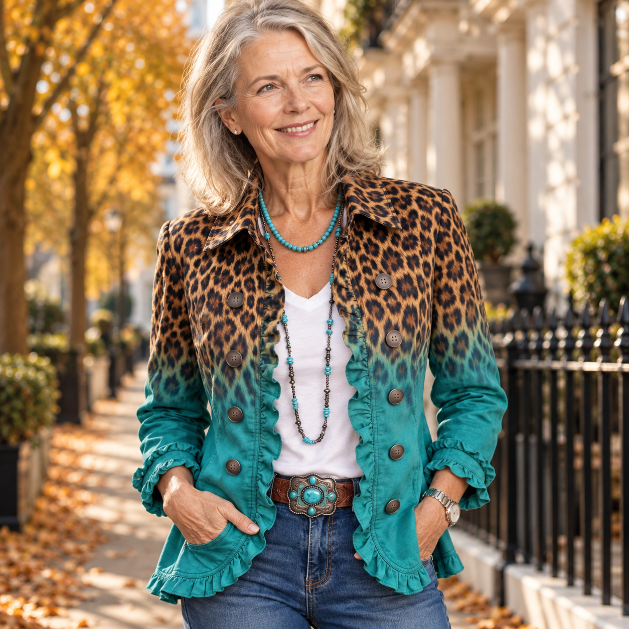 Elspeth - Turquoise-Ombre Blazer - Turquoise
