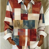Vintage patchwork print button-front blouse