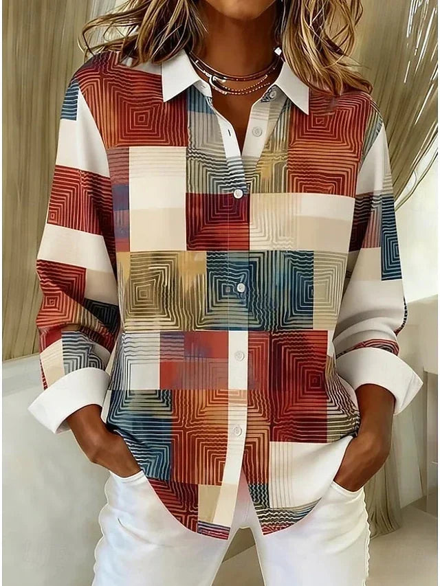 Vintage patchwork print button-front blouse