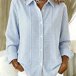Vertical striped button-front blouse
