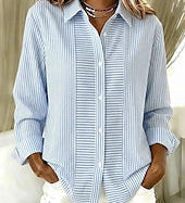 Vertical striped button-front blouse