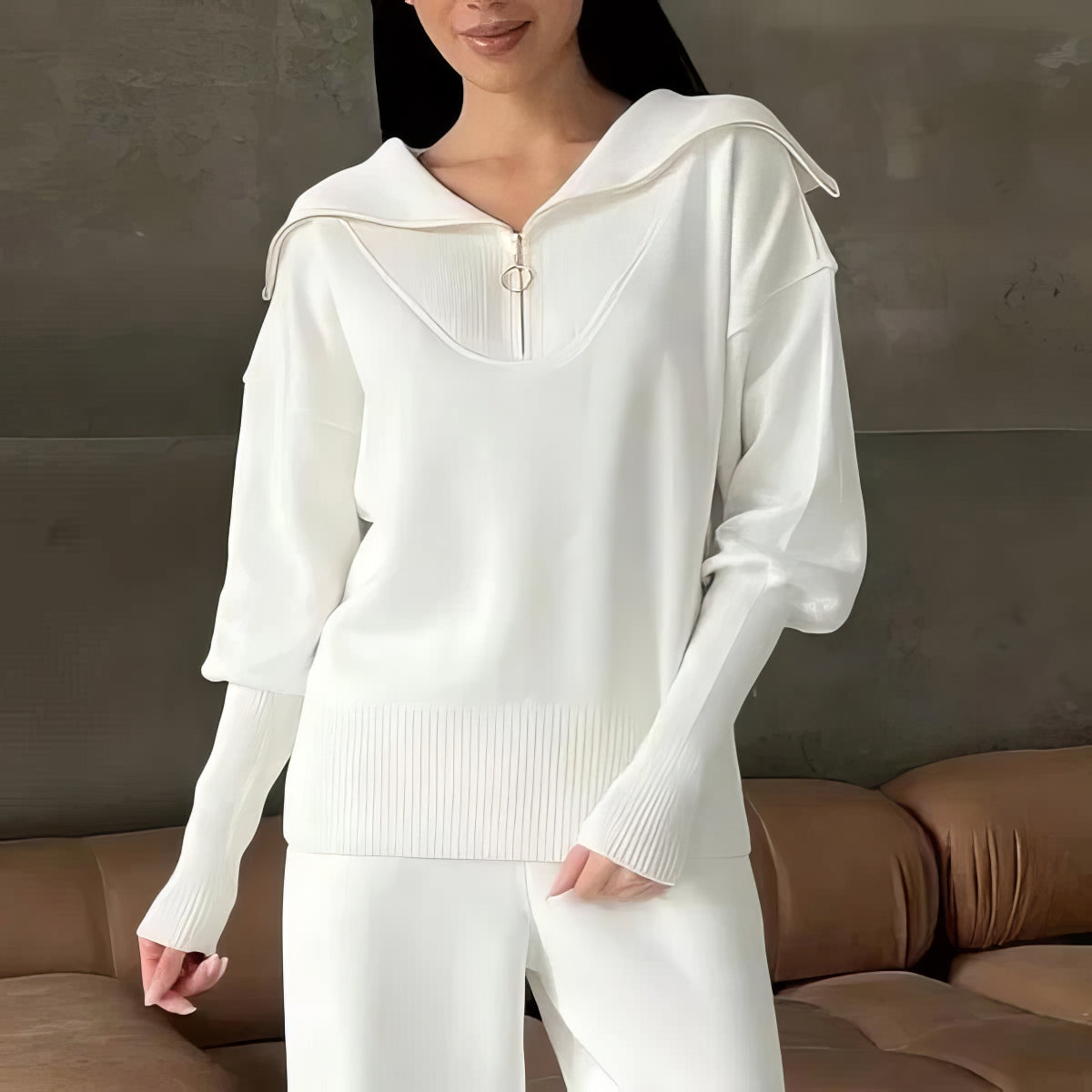 Half-Zip Two-Piece Set by Eleanor Vale